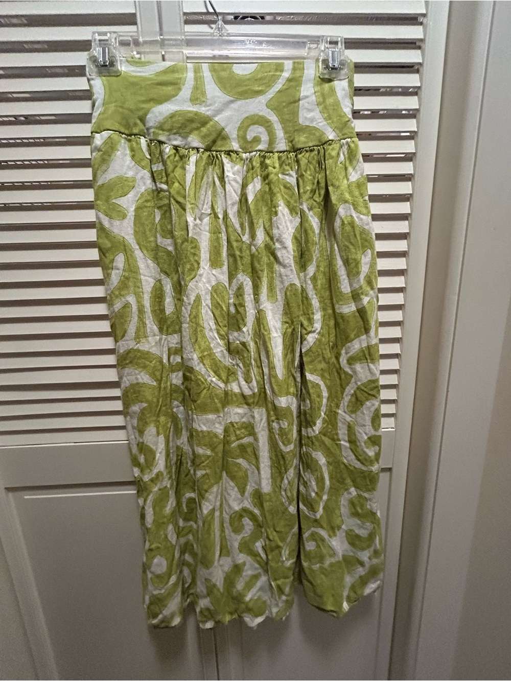 Christian Siriano Lime Green Swirl Maxi Skirt